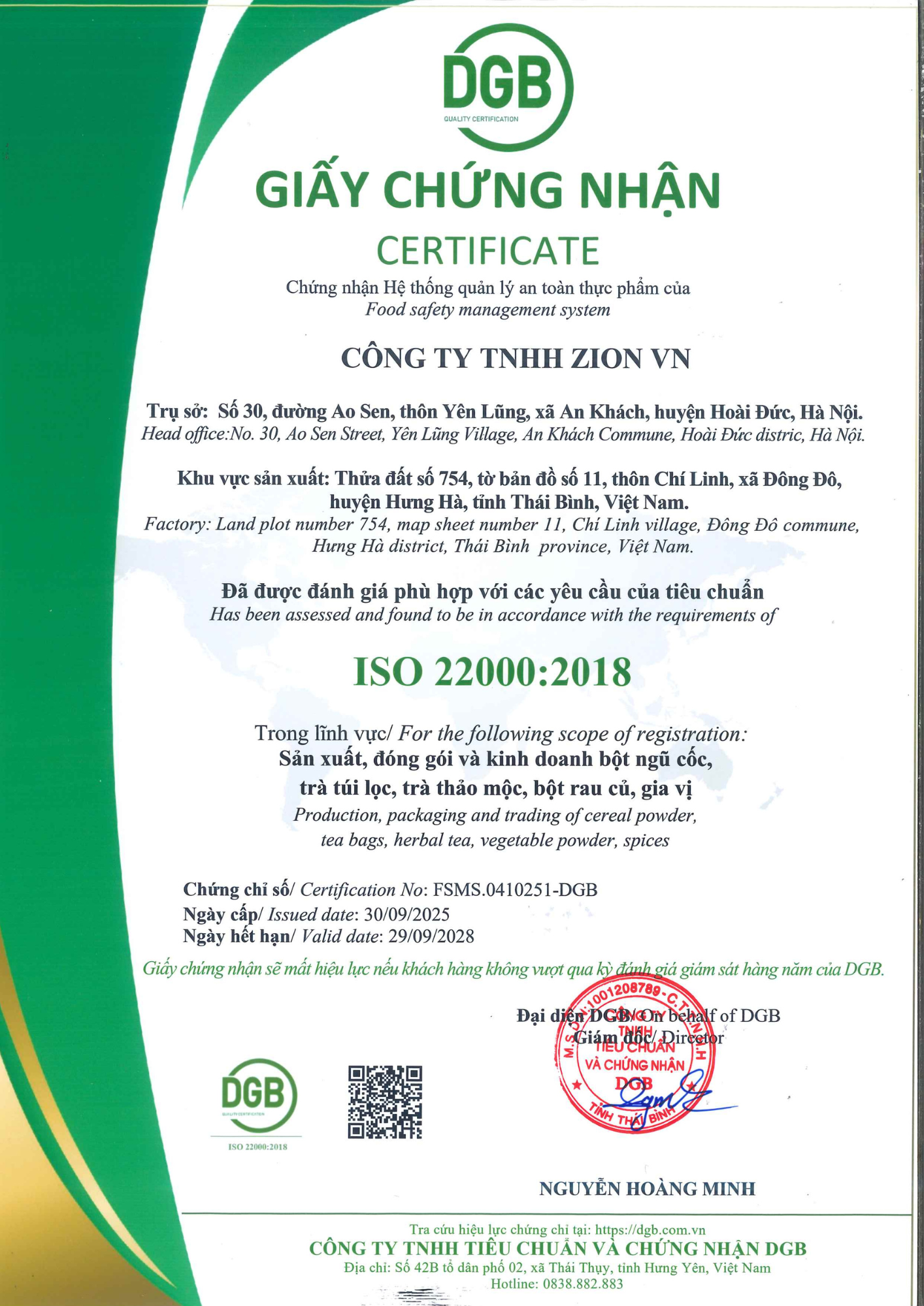 Giấy chứng nhận iso