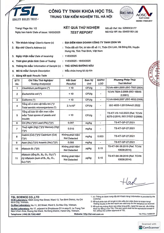 Trà Gừng Đường Nâu