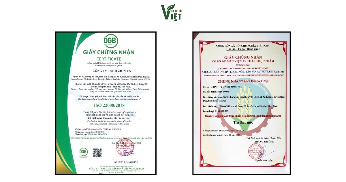 Giấy chứng nhận an toàn thực phẩm